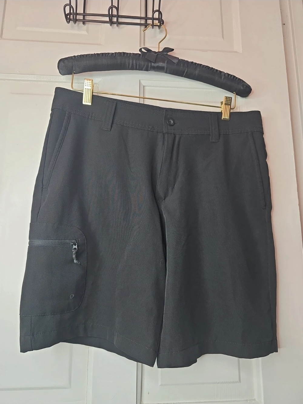 Magellan Outdoors Black Men's Hybrid Cargo Shorts with Zip Pocket